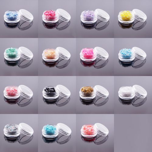 Preview: Glitter Flakes Weiß Einleger Nailart Crushed Ice Flitter Preview: flakes-alle-farben