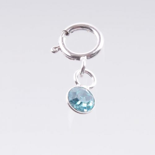 Preview: Nagel Piercing Crystal Anhänger FARBWAHL 925 Sterling Silber Preview: piercing-haenger-mit-stein-hell-blau