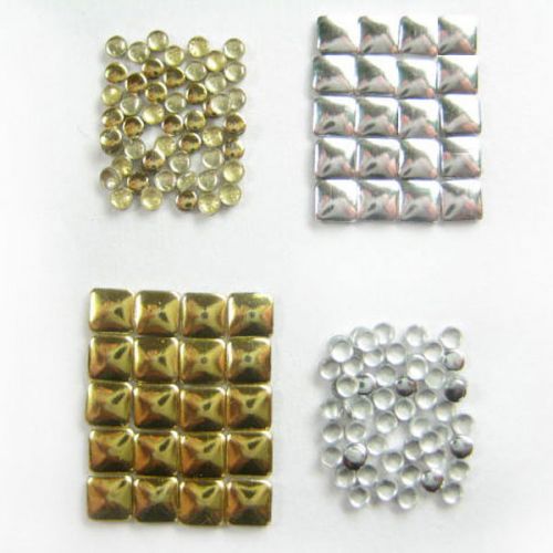Preview: 100 Stück Metallic Studs Rund Mini Gold Einleger Nieten Nailart Preview: metallic-studs-auswahl