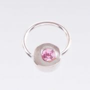 Piercing Ring Rund mit Stein Rosa 925 Sterling Silber